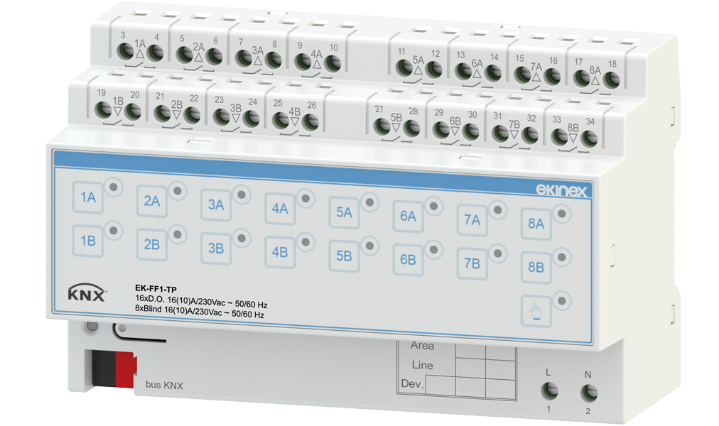 EKINEX Uscita binaria 16 canali / attuatore tapparelle 8 canali