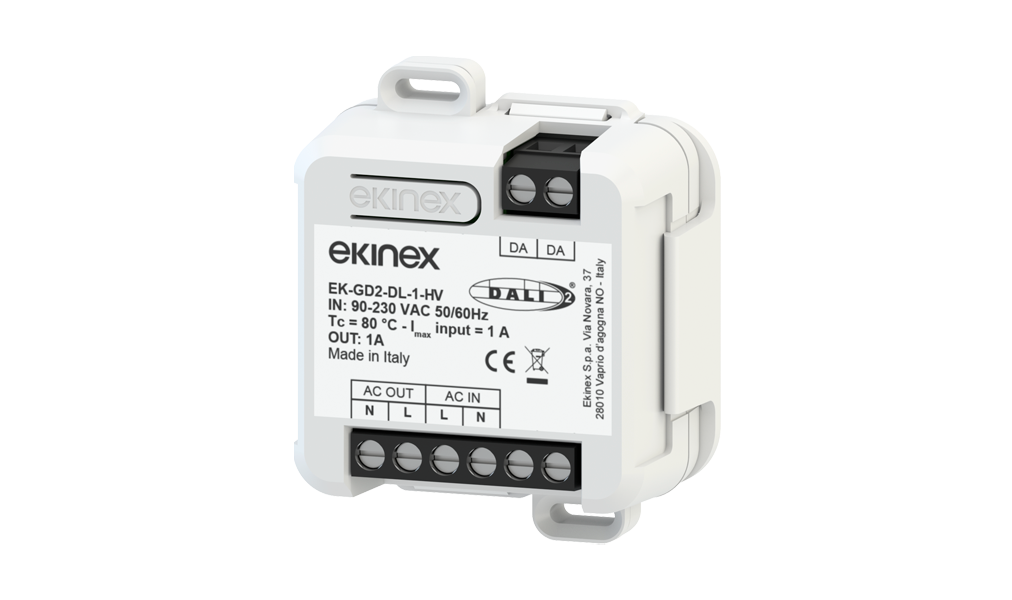 EKINEX EK-GD2-DL-1-HV Dimmer DALI-2, 1 canale 90-230 V AC 50/60Hz, Max. 220W