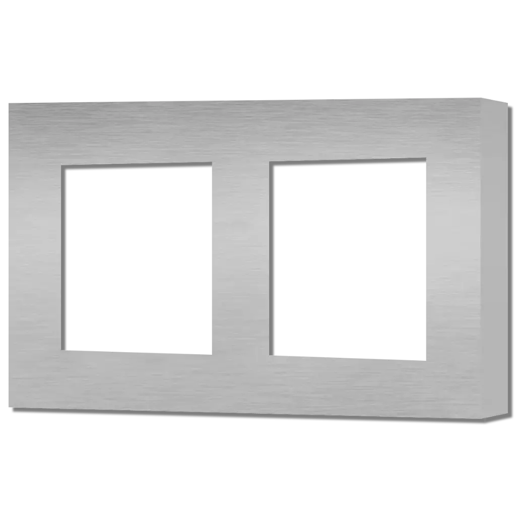 Core Placche per prese finestra doppia 45 x 45 mm Interasse 71 mm   Completa di telaio - Finitura in Metallo Spazzolato