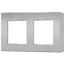 Core Placche per prese finestra doppia 45 x 45 mm Interasse 71 mm   Completa di telaio - Finitura in Metallo Spazzolato