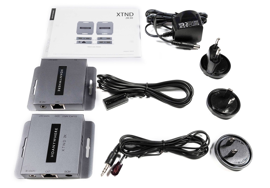HDANYWHERE XTND 2K (30) Kit trasmissione HDMI PoE su singolo cavo a 30 m