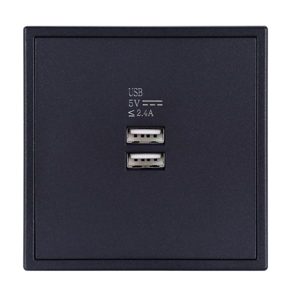 HDL MP2-W-USB/TILE.48-AG Placca doppia presa USB serie Tile ash-gray