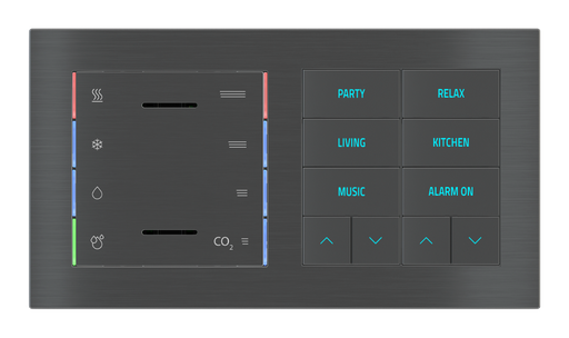 [300EK-ET3-TP | EK-E2E-TP-10] EKINEX Multisensore T - U.R. - CO2 eq. e pulsante 10 tasti con testi/simboli retroilluminati e sensore di prossimità per placca a 2 posti