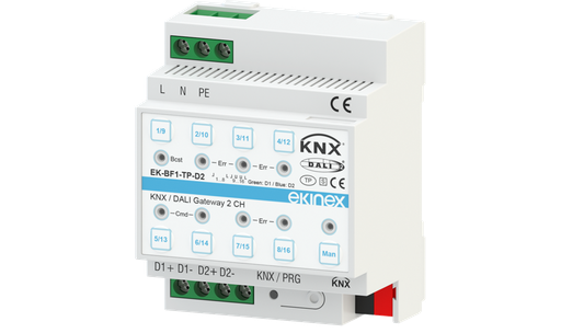 [EK-BF1-TP-D2] EKINEX EK-BF1-TP-D2 Gateway DALI-KNX 2 canali con funzioni avanzate