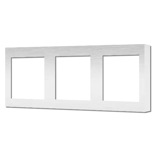 [CR-SC-55-3G-MS] Core Placche per prese finestra tripla 55 x 55 mm Interasse 71 mm - Finitura in  Metallo Spazzolato 