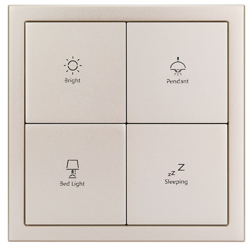 [THOM002651] HDL M/PT4RA.1-CG Tastiera Tile 4 puls. singolo met champagne-gold