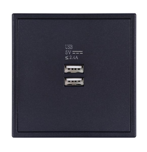 [THOM002680] HDL MP2-W-USB/TILE.48-AG Placca doppia presa USB serie Tile ash-gray